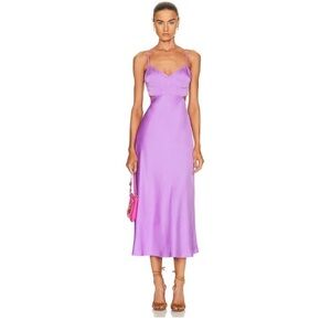 A.L.C NWT Blakely Satin Side Cut-Out Open Back Dress in Amethyst Orchid Size 6